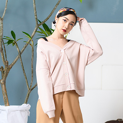 SJ91022飛舞綁帶外套(杏粉)