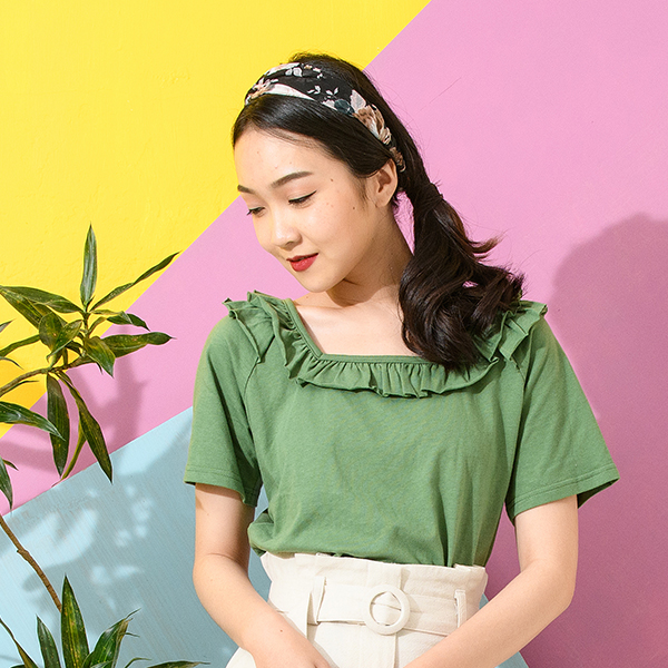 曲度哲學短袖上衣(森林綠)